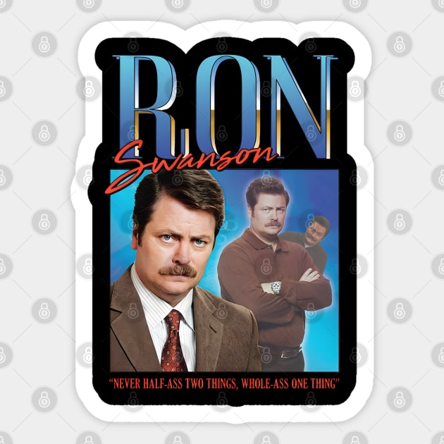 Ron Swanson Homage Sticker by GraphicTeeShop